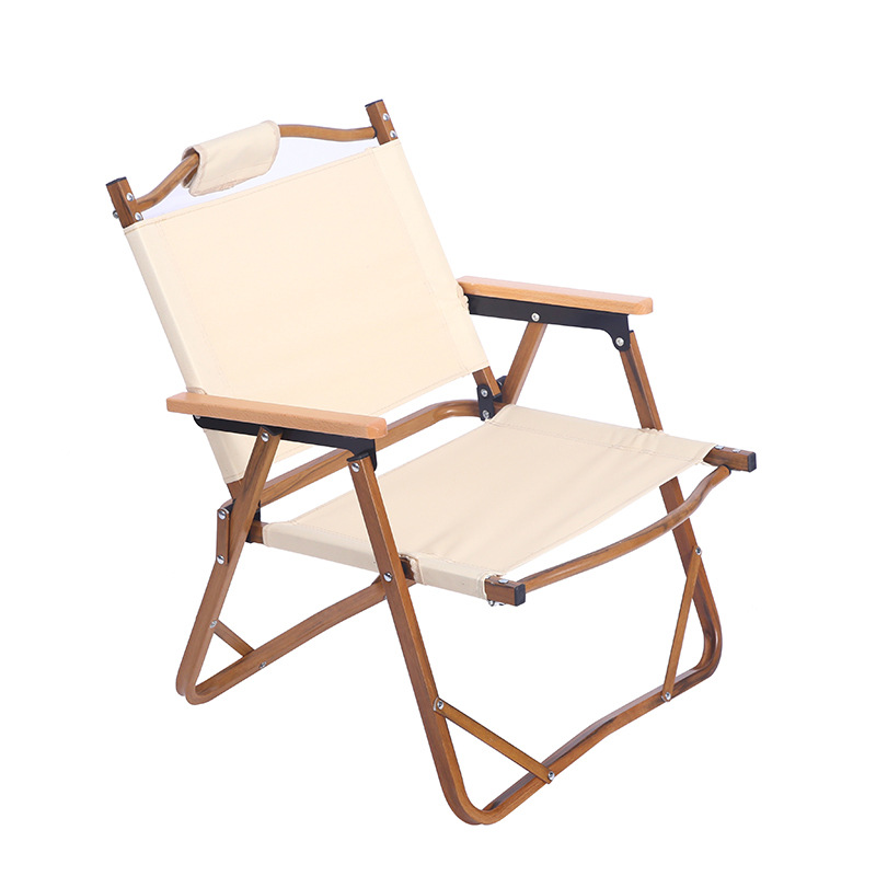 Outdoor Aluminum Camping Folding Chair Wood Grain