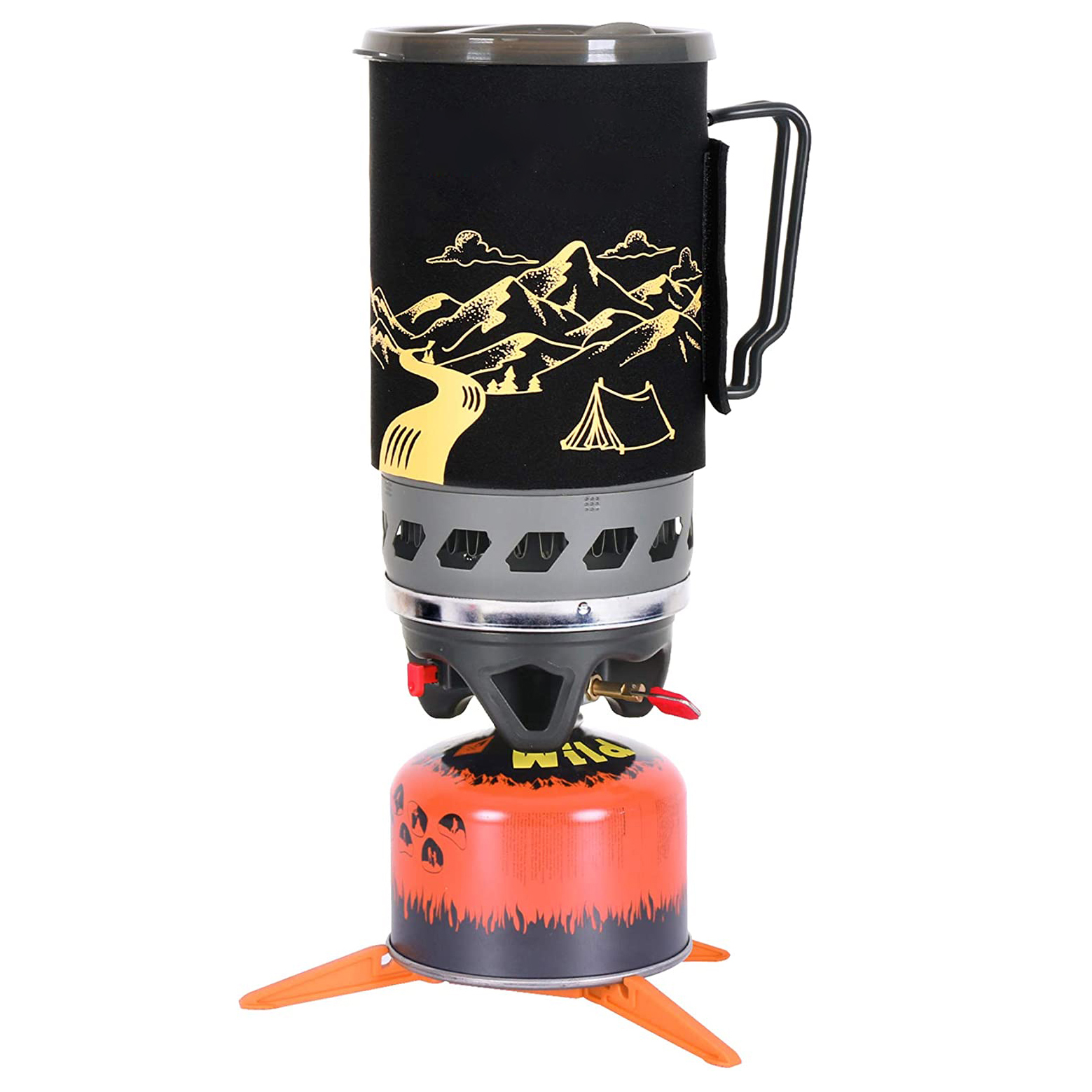 One-Piece Backpacking Camping Stove & 1.4L Cooking Pot