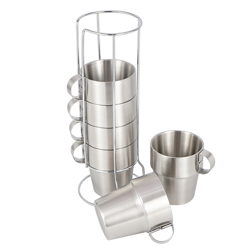 4-6pcs Outdoor Stainless Steel Double-layer Cup Set