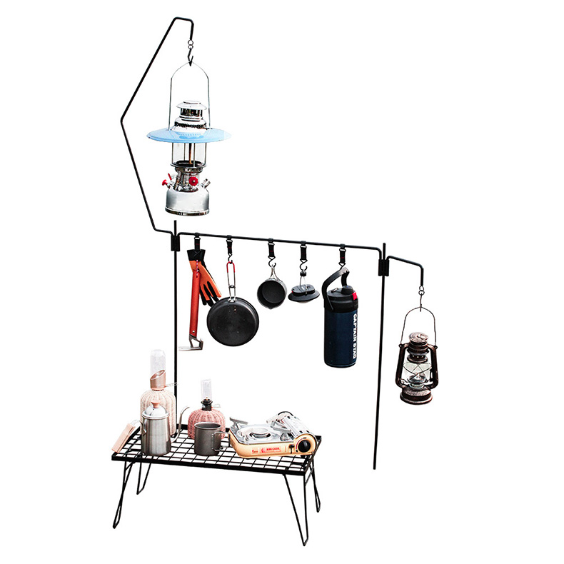 Detachable combined camping lamp rack and storage rack
