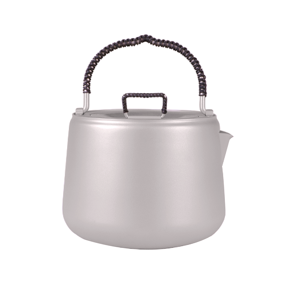 Outdoor 1400ml/49fl oz campfire kettle titanium with lid and filter