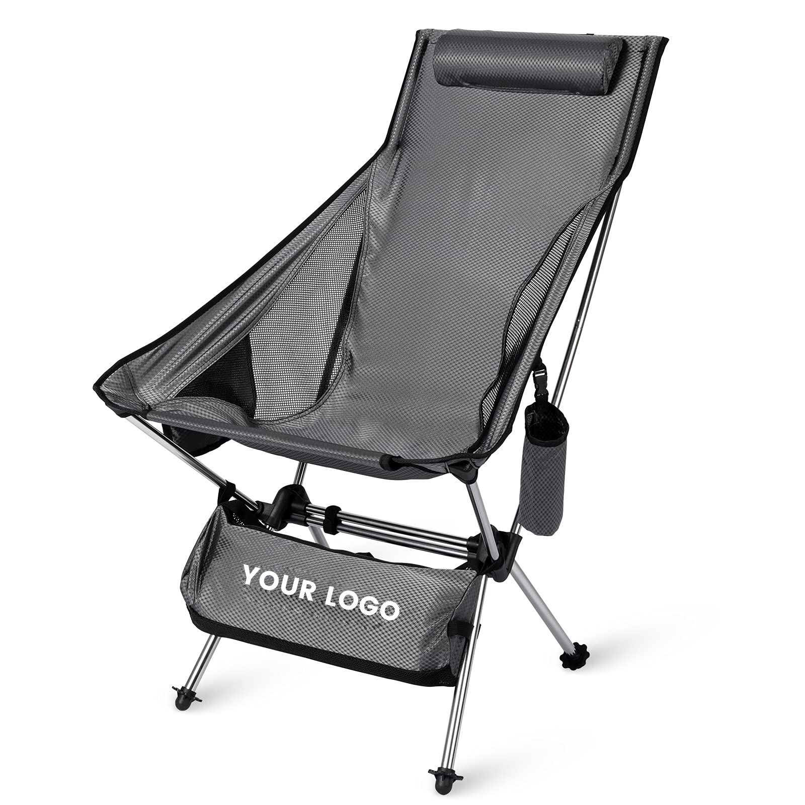 Custom Black Mesh Folding Camping Moon Chair