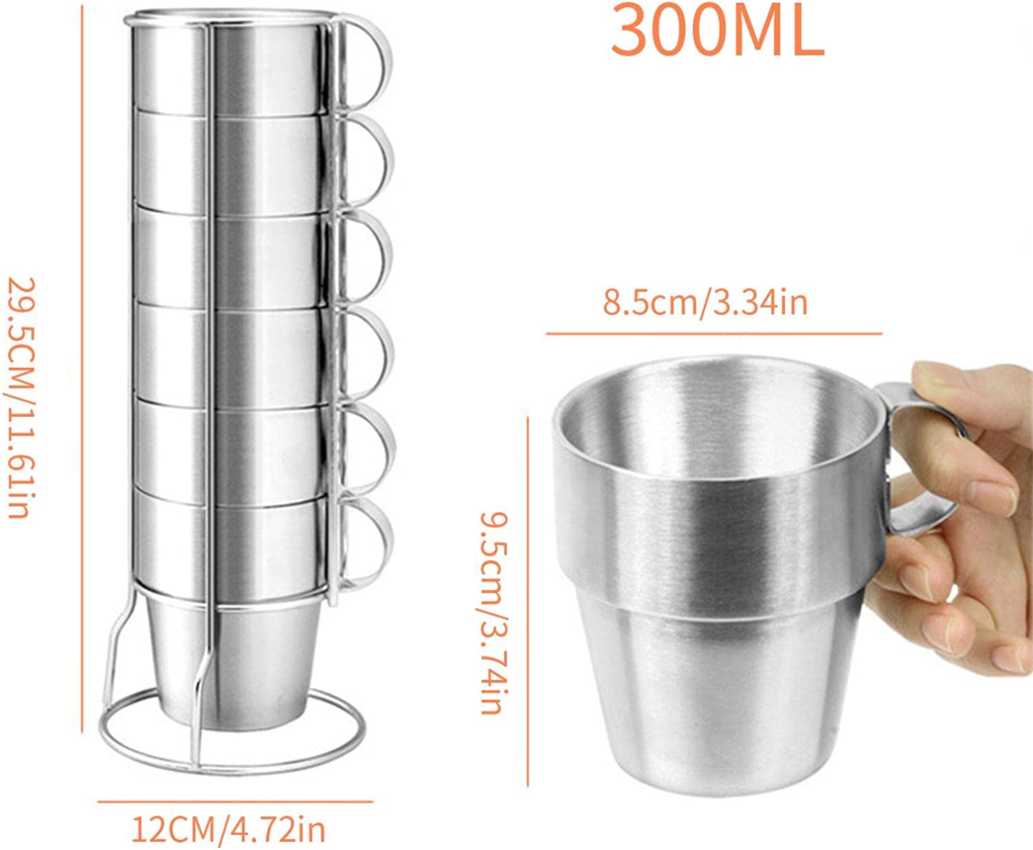 300ml Double Insulated Stainless Steel Camping Coffee Mugs