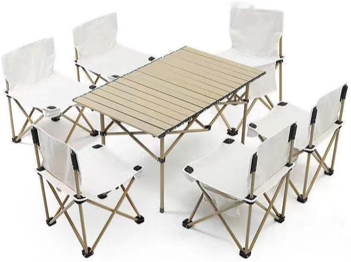 Portable Camping Folding Egg Roll Table Set With 4 Chairs