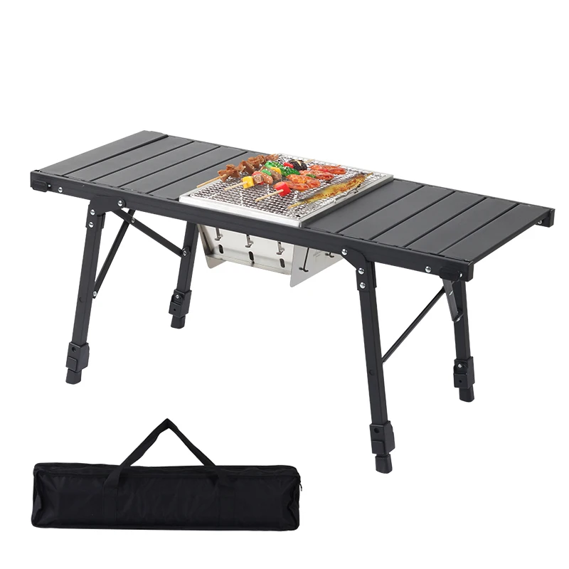 Folding Aluminium Camping BBQ Grill Tables With Height Adjustable
